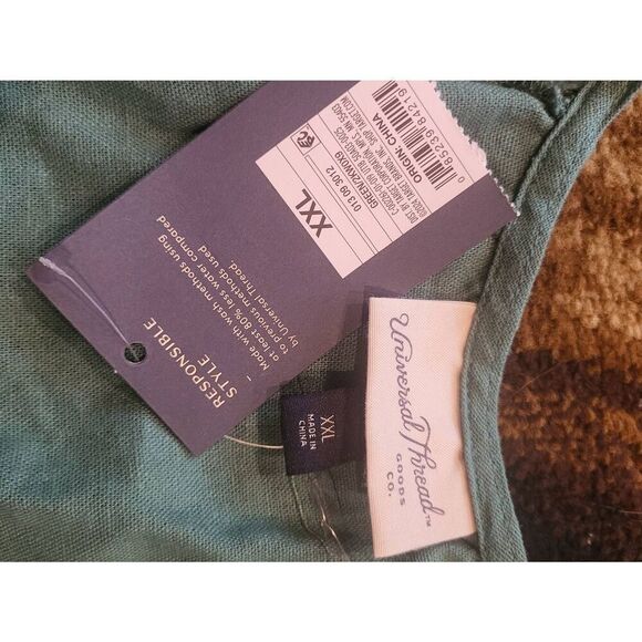 NWT Universal Thread Dress Women's XXL Green Flutter Sleeve Tiered Linen Blend - Picture 5 of 5